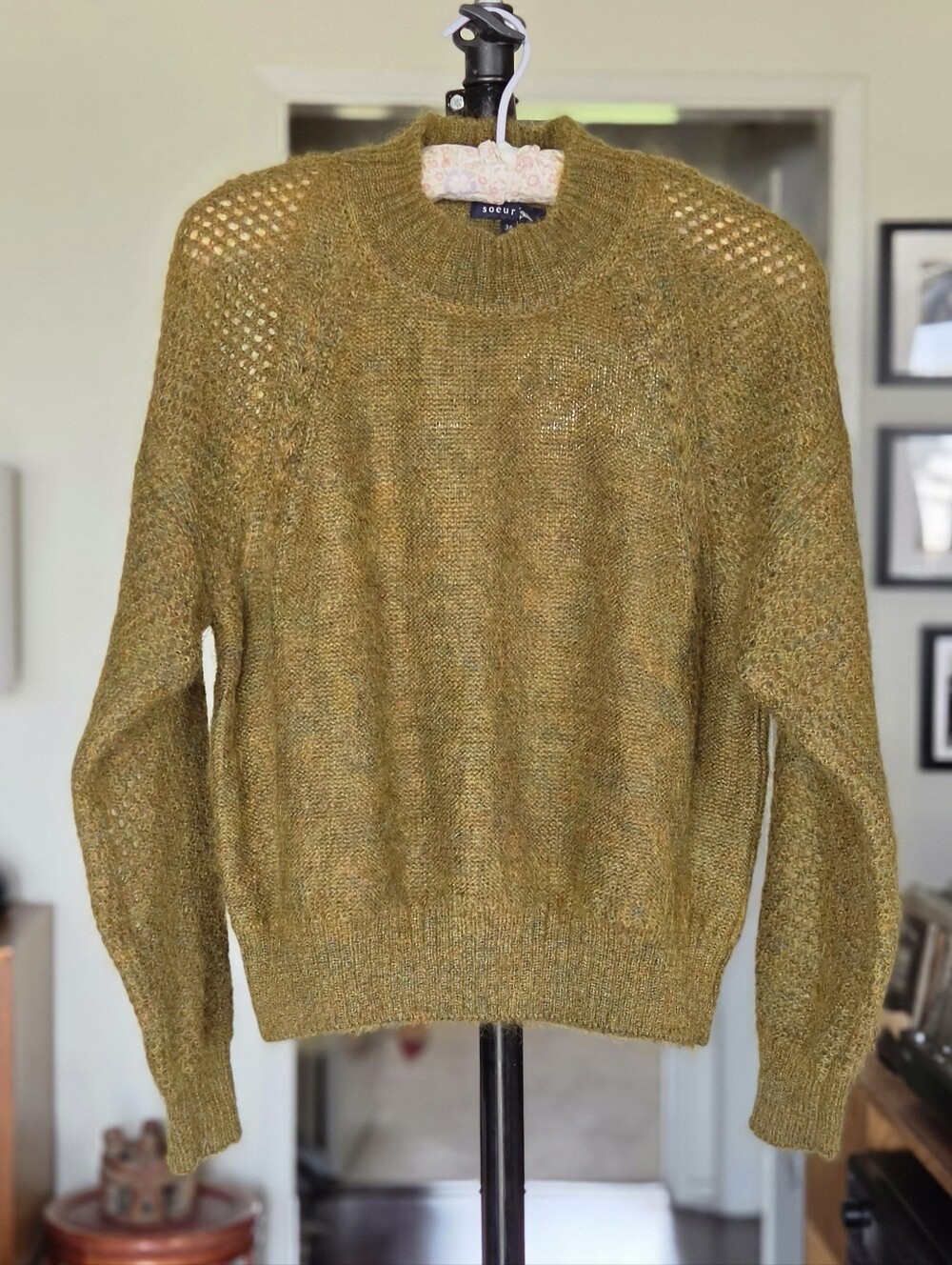 soeur Ilaria Olive GreenMohair Wool Knit Sweater